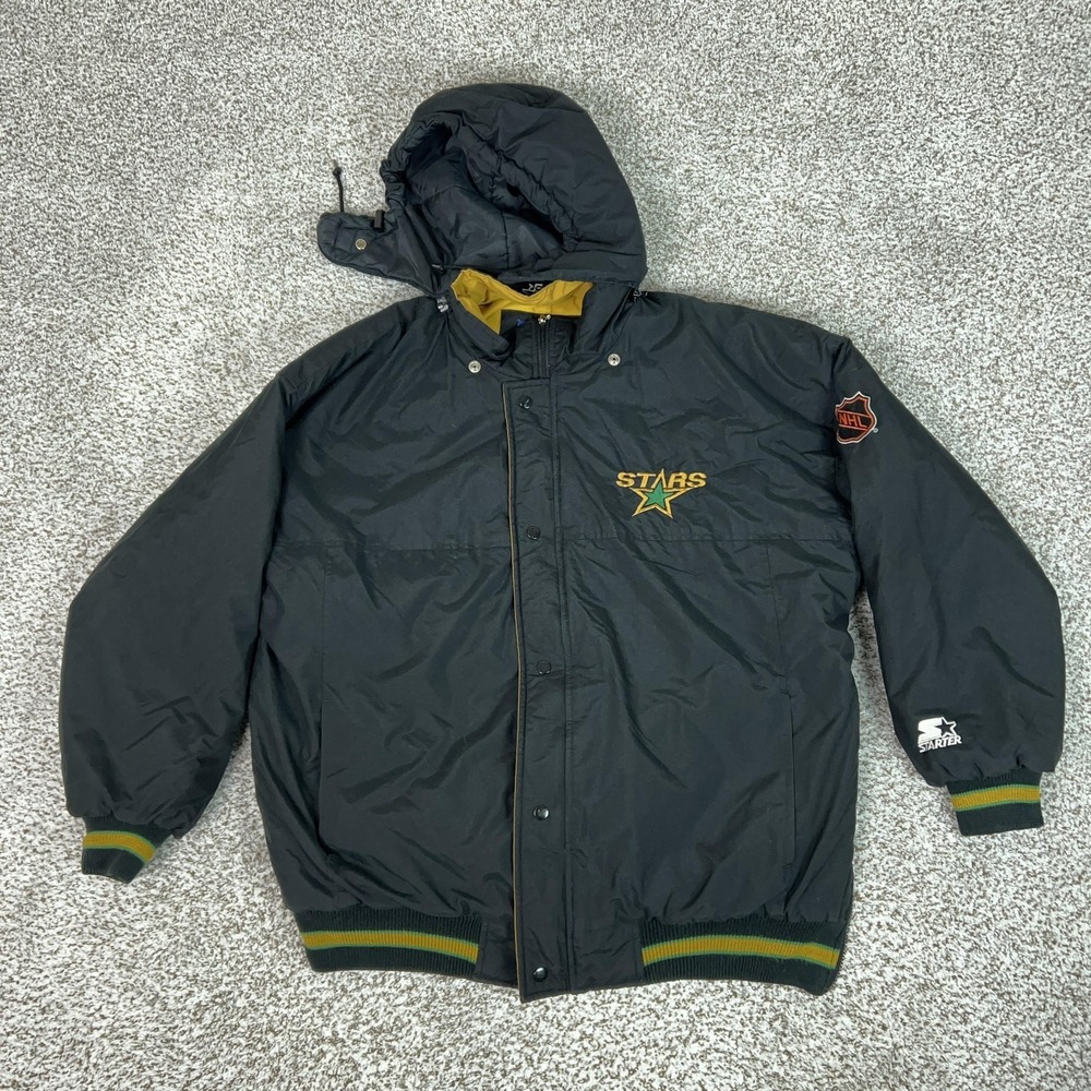 Vintage Minnesota North Stars Jacket Mens XL Black NHL Hockey Starter Coat 90s